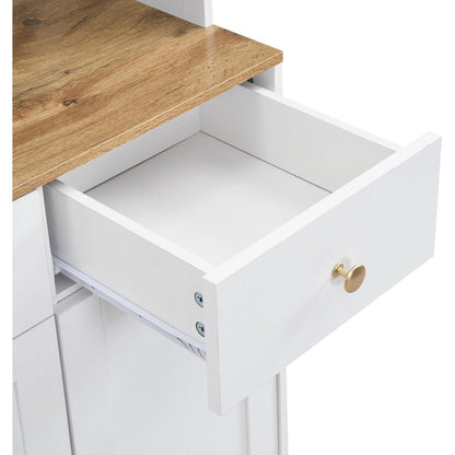 Küchenschrank Weiß & Holz mit Schubladen & Weinregal