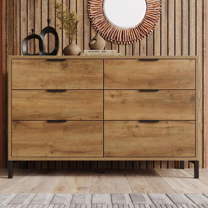 Hochglanz Sideboard mit 6 Schubladen – Dunkelbraun (120x40x76cm)