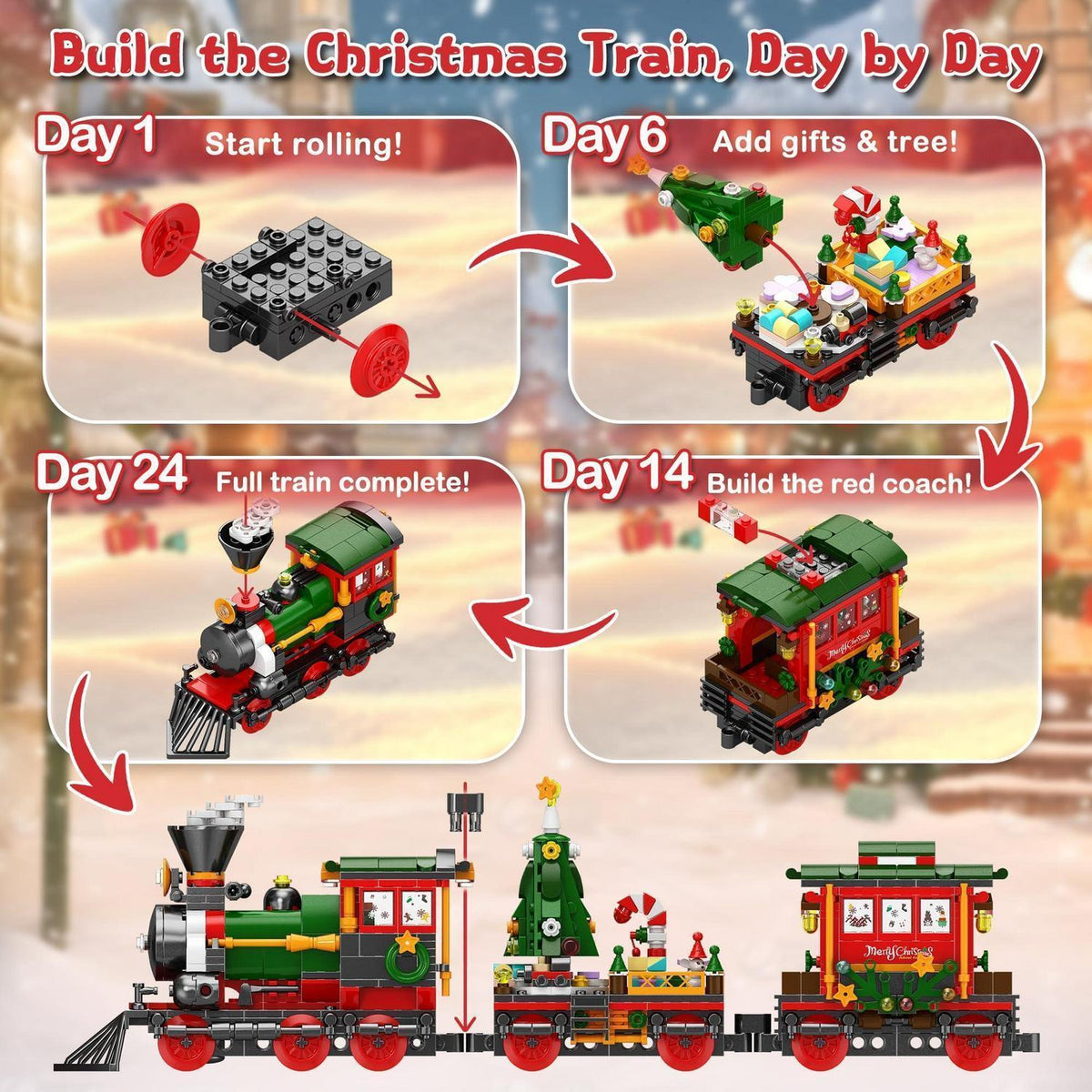 Eisenbahn Adventskalender 2026 – Bauset Zug Weihnachten