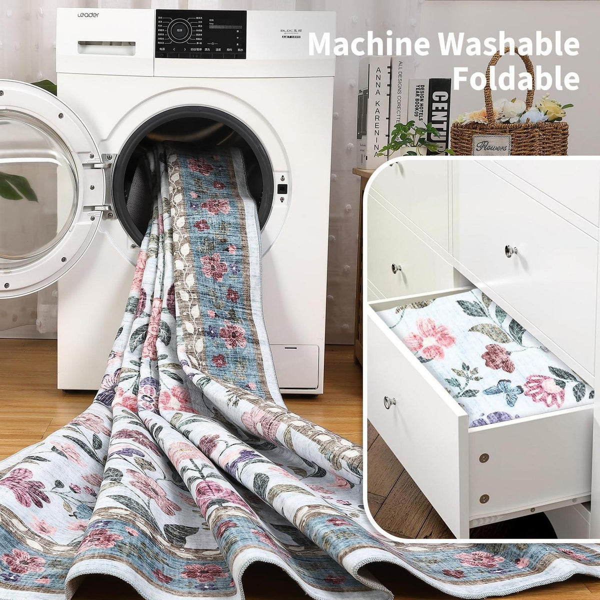 Waschbarer Teppich hellblau 160x230 cm – Rutschfest & Weich