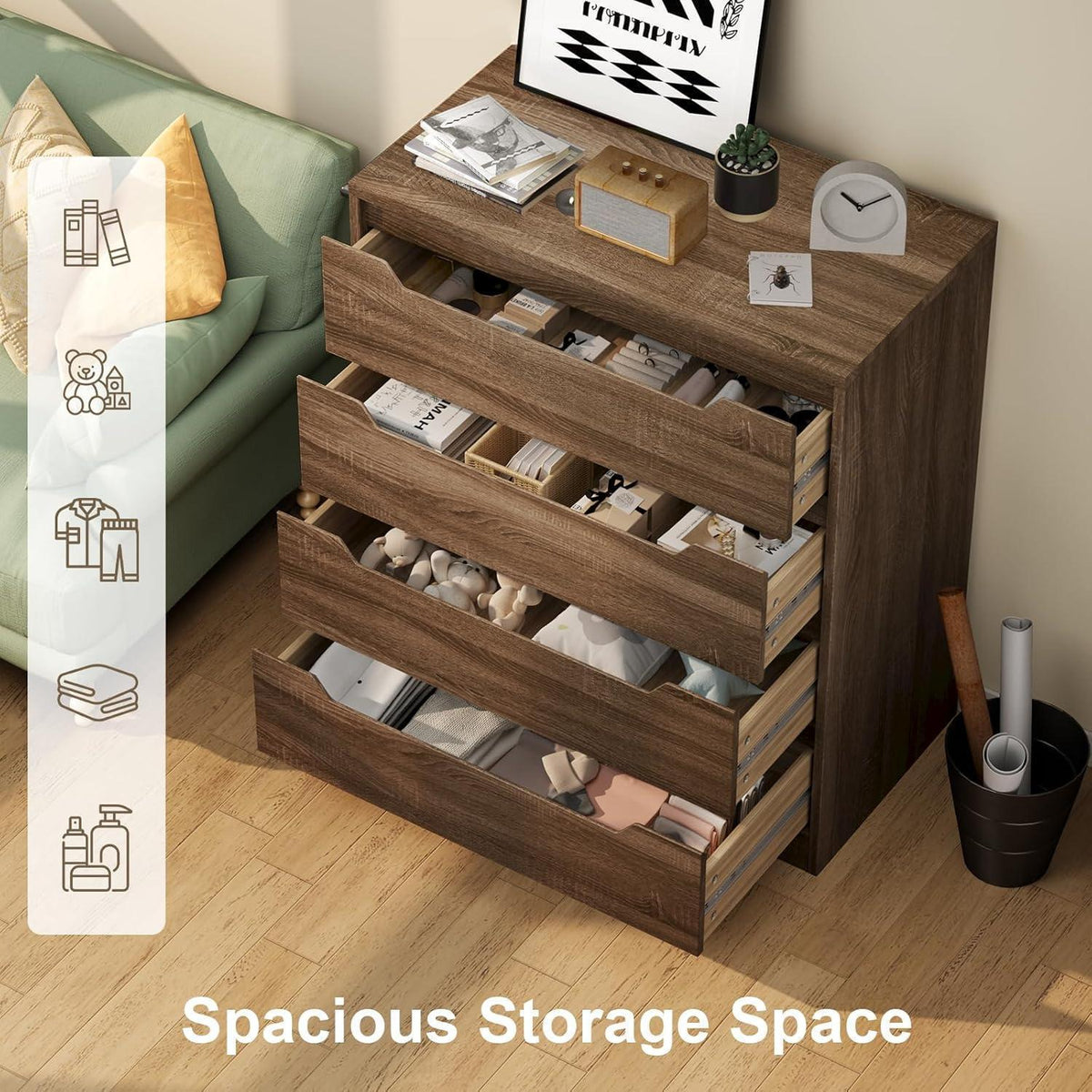 Weißgraue 4-Schubladen-Kommode – Schlafzimmer & Wohnzimmer
