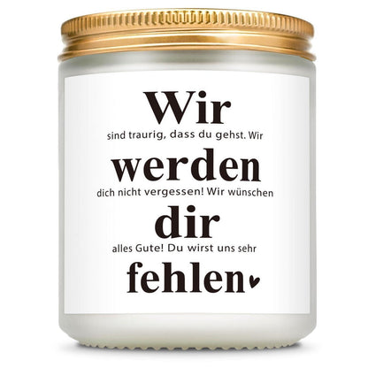 Duftkerze Abschiedsgeschenk Kollegin – Danke & Wir werden dich vermissen