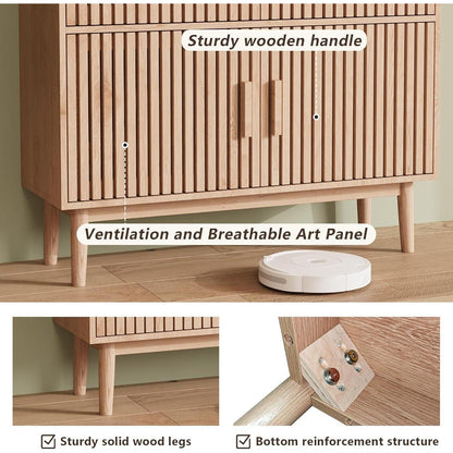 Sideboard mit 2 Schubladen & 2 Türen – Holz Kommode für Wohnzimmer