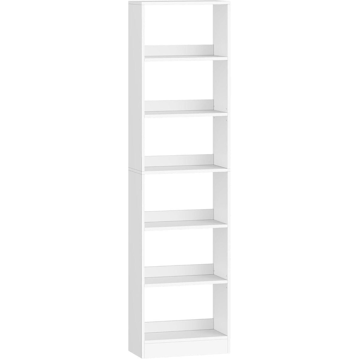6-stöckiges Bücherregal Weiß – Platzsparendes Holzregal