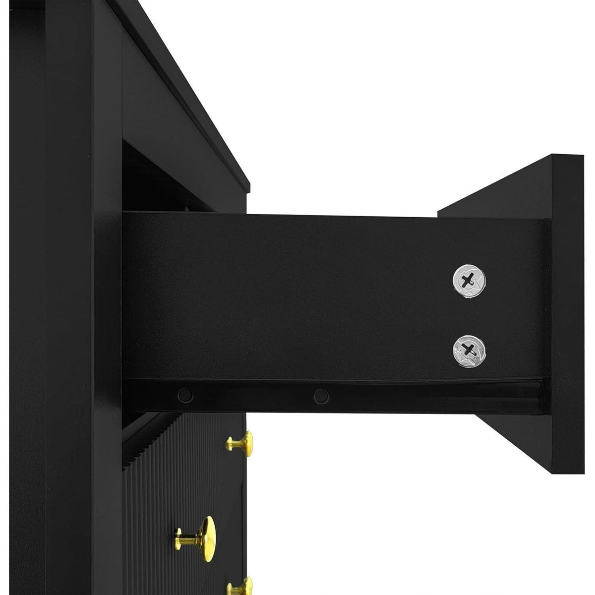 Modernes Sideboard mit 5 Schubladen & Goldgriffen, Schwarz