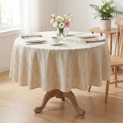 Boho Tischdecke Baumwolle Beige Rund 140 cm – Landhausstil