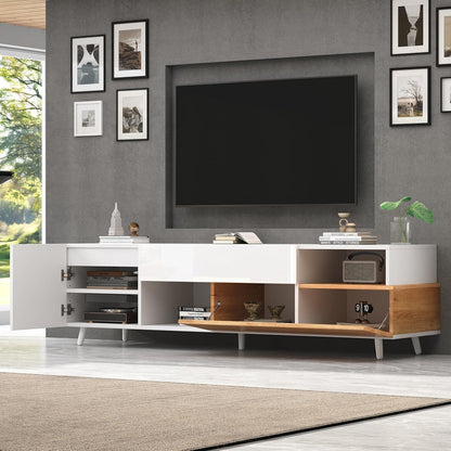 TV Lowboard 180cm Weiß & Natur | Modernes Wohnzimmer Möbel