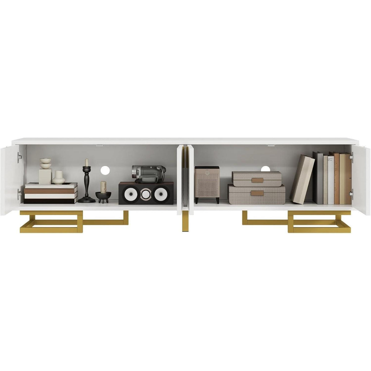 Moderner TV-Schrank Weiß mit goldenen Akzenten 160cm