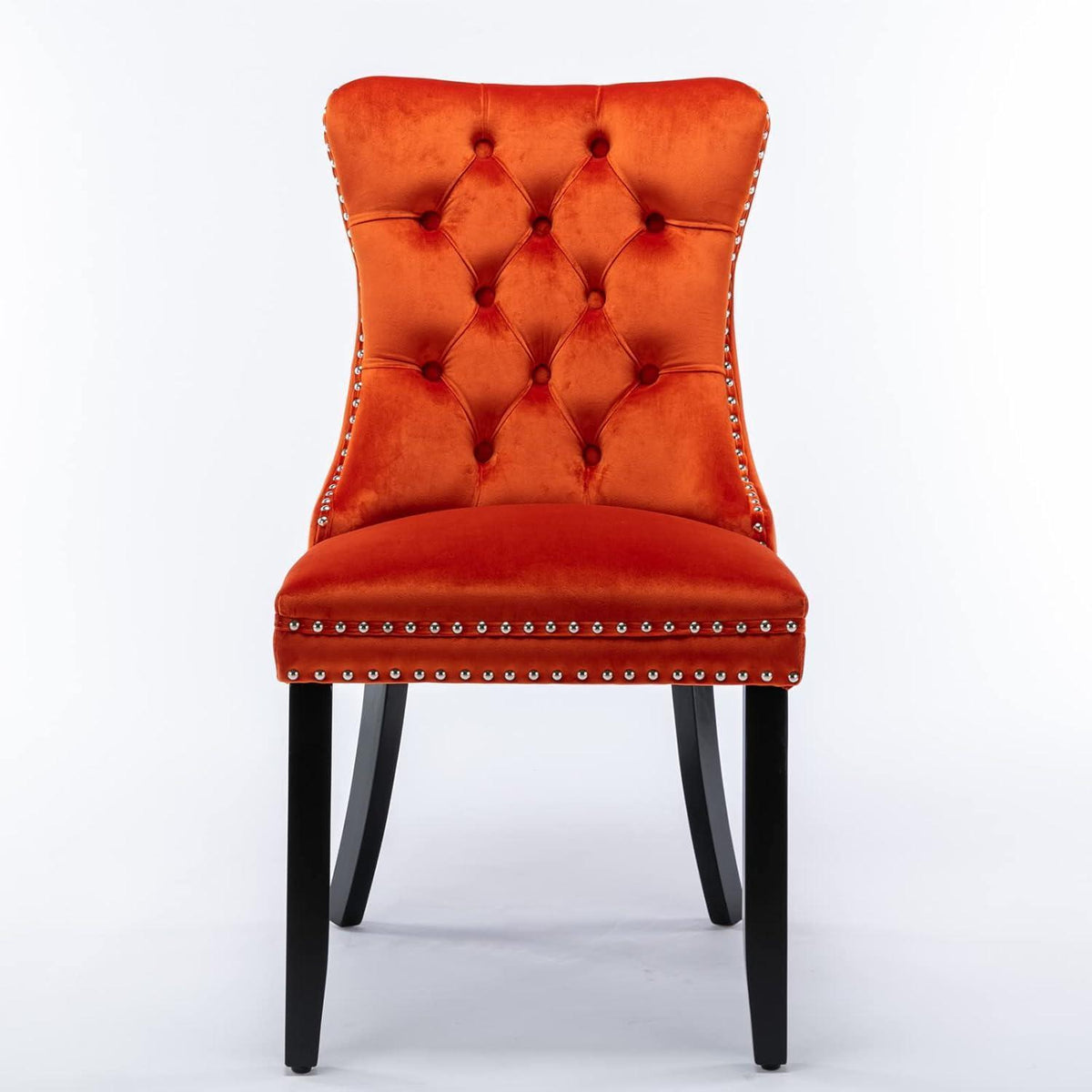 Esszimmerstühle Set 4 – Samt, Orange, Nieten Design
