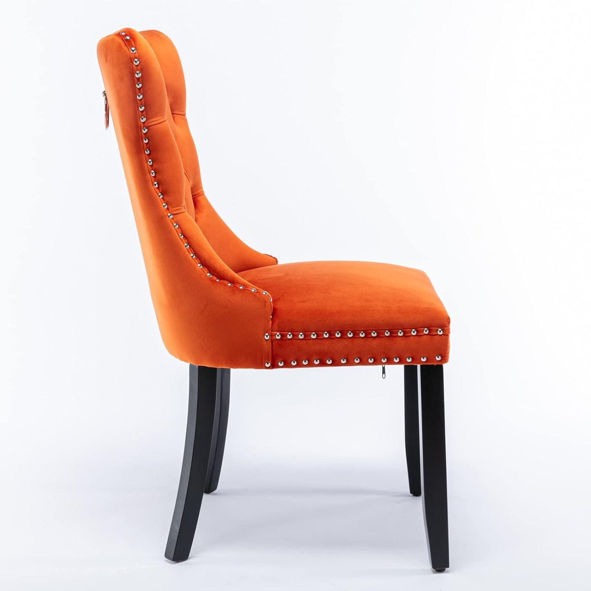 Esszimmerstühle Set 4 – Samt, Orange, Nieten Design