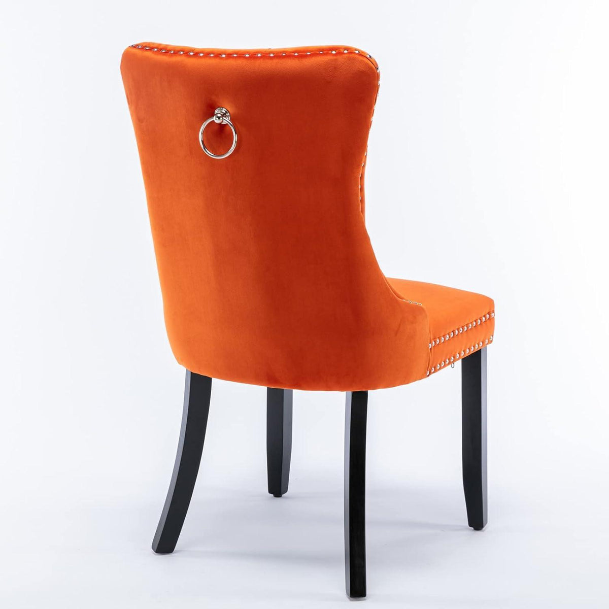 Esszimmerstühle Set 4 – Samt, Orange, Nieten Design