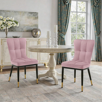 Samt Esszimmerstühle 6er Set – Bequeme Polsterstühle Rosa