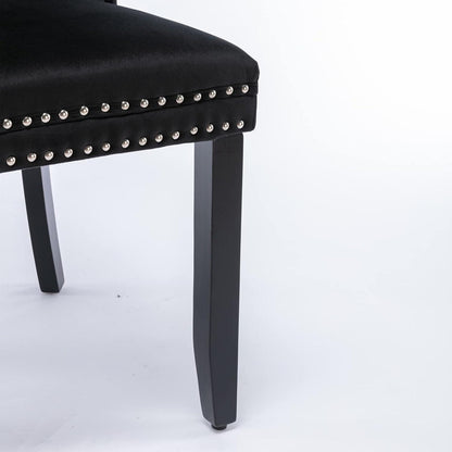 Esszimmerstühle Set 4er – Samt, Gepolstert, Schwarz