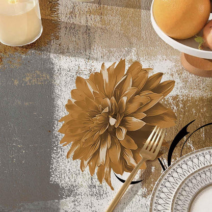 Orange-Braune Tischdecke Retro Blume 100x100cm