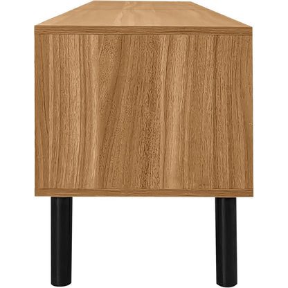 TV Lowboard Schwarz Naturholz mit Stauraum & Kabelmanagement