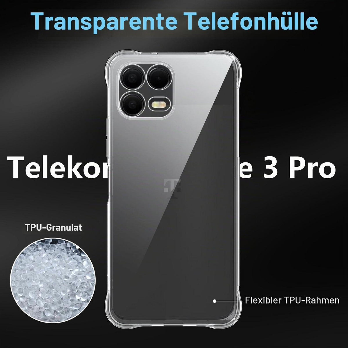TPU Handyhülle für Telekom T Phone 3 Pro + Schutzfolie