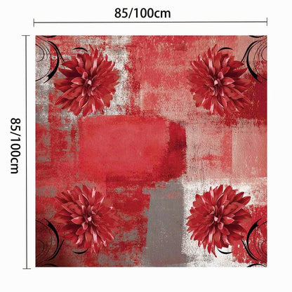 Retro Tischdecke Rot Grau Blume 100x100 cm