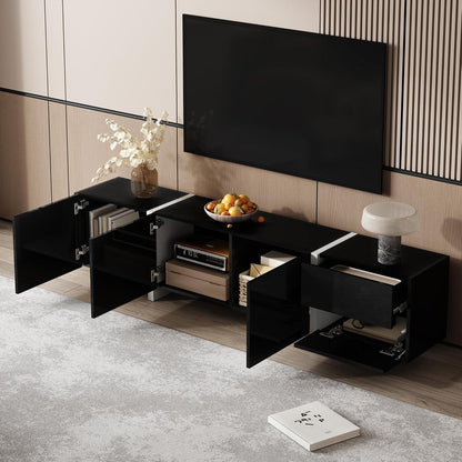 Schwarz TV Lowboard mit Schublade & Türen – 170x30x39cm