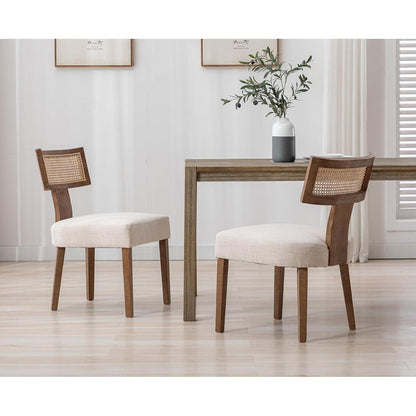 Küchenstühle 4er Set Vintage Holz Rattan Beige