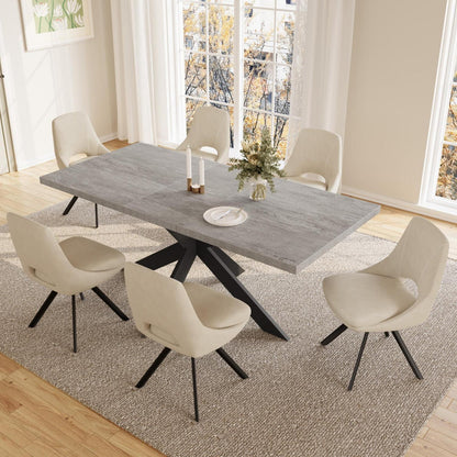 Ausziehbarer Esstisch mit Stühlen – Grau & Beige Essgruppe