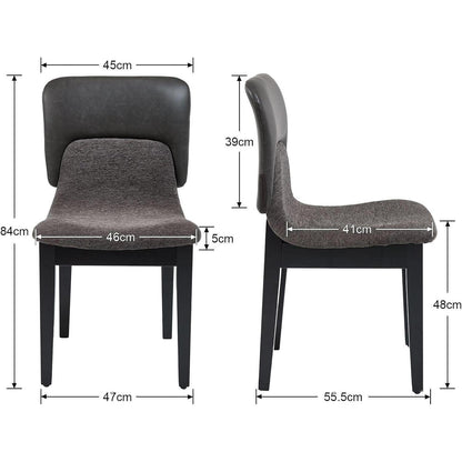 Esszimmerstühle 2er Set Grau – Chenille in Lederoptik