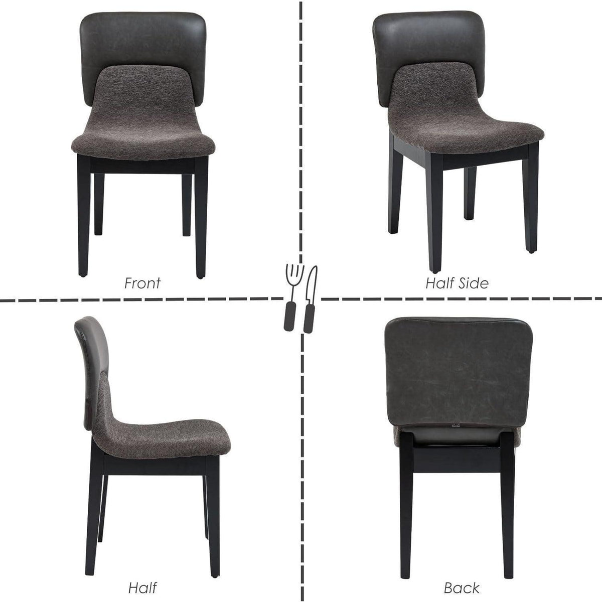 Esszimmerstühle Set 4 Grau – Bequeme Polsterstühle mit Holzbeinen