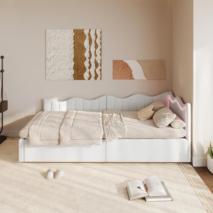 Ausziehbares Schlafsofa 90/180x200cm – Multifunktionsbett Weiß
