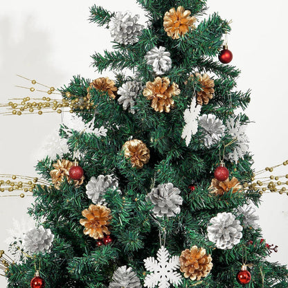 24 Natürliche Tannenzapfen Gold & Silber mit Stiel – Weihnachtsdeko