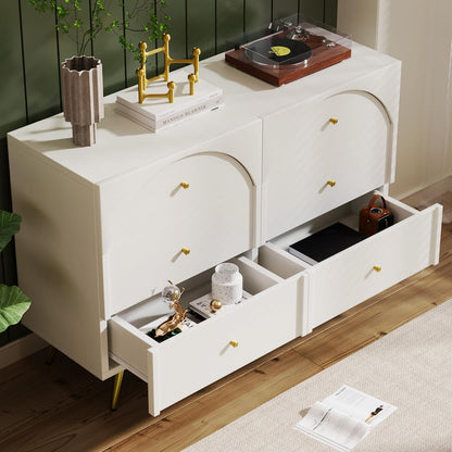 Weißes Sideboard mit 6 Schubladen – 120x40x85cm (Stil A)