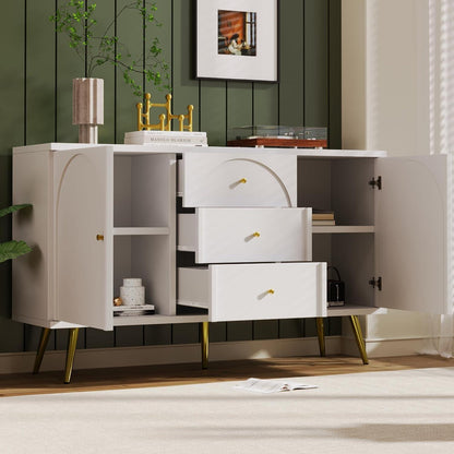 Weißes Sideboard mit 2 Türen & 3 Schubladen – 140x40x84cm