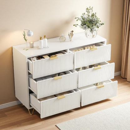 Moderne Kommode 6 Schubladen Weiß – Schrank für Schlafzimmer & Wohnzimmer
