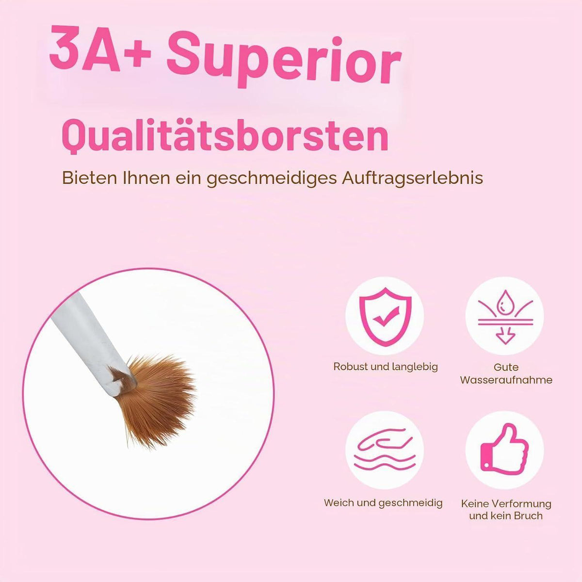 3x Acryl Pinsel Set für Nageldesign – 8/10/14 Größen