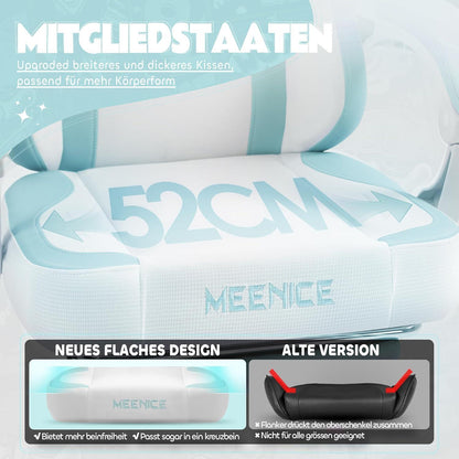Gaming Stuhl mit Katzenohren und Fußstütze, Blau Weiß