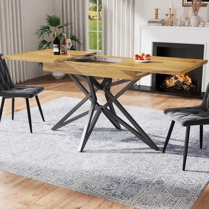 Ausziehbarer Esstisch-Set mit 4 Samtstühlen – Modern & Stabil