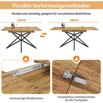 Ausziehbarer Esstisch-Set mit 4 Samtstühlen – Modern & Stabil
