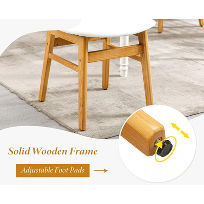 Esszimmerstühle 4er Set Holz mit Rattan Rückenlehne, Weiß