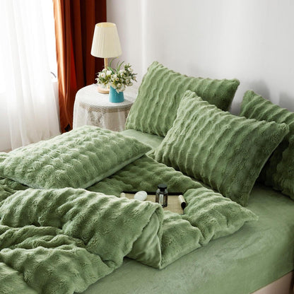 Plüsch Bettwäsche Set 135x200 - Warmes Winterbett mit Flausch