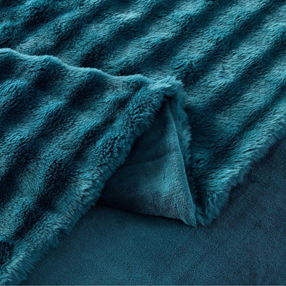 Langhaar Plüsch Bettwäsche Set 135x200 Petrol - Winterwarm & Flauschig