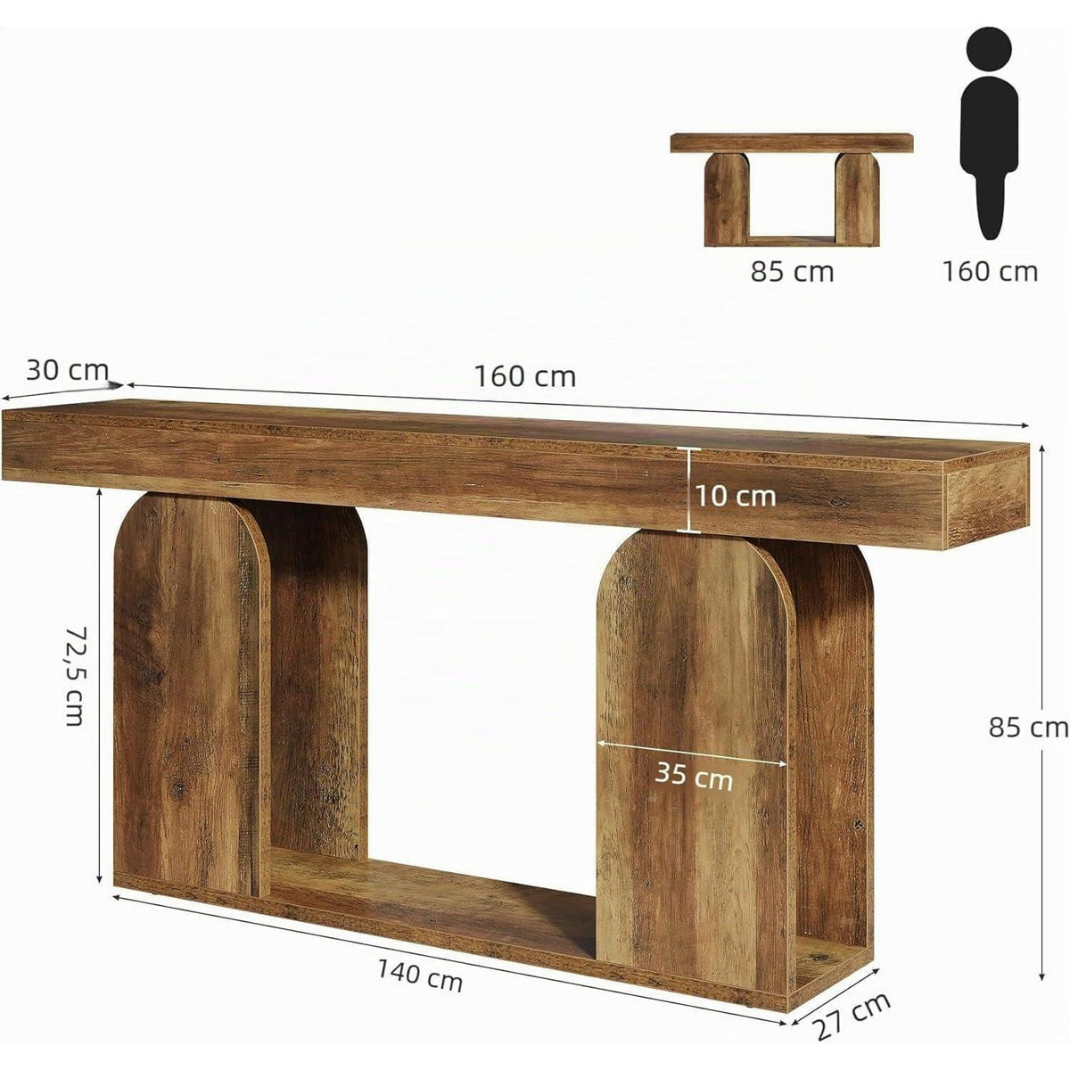Langer Konsolentisch Holz – Rustikaler Wohnzimmertisch 160cm