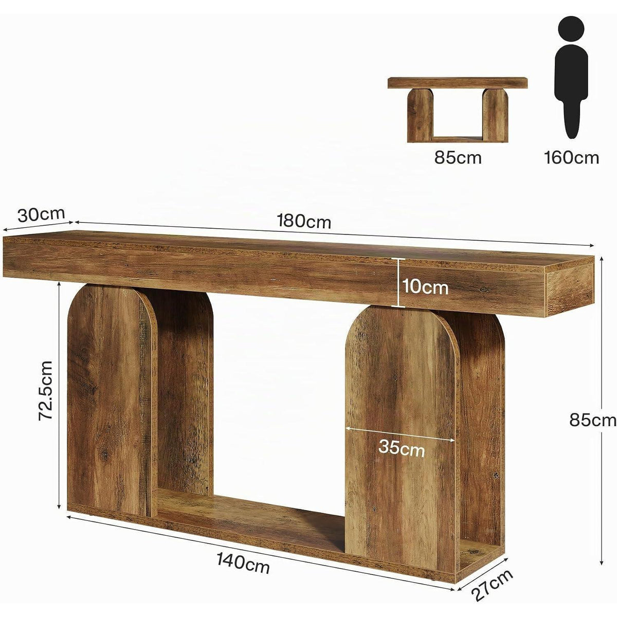 Langer Konsolentisch Holz – Rustikaler Wohnzimmertisch 160cm