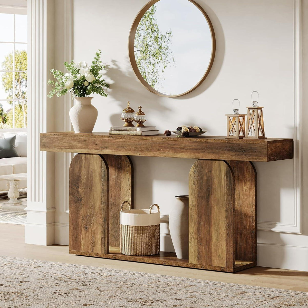 Langer Konsolentisch Holz – Rustikaler Wohnzimmertisch 160cm
