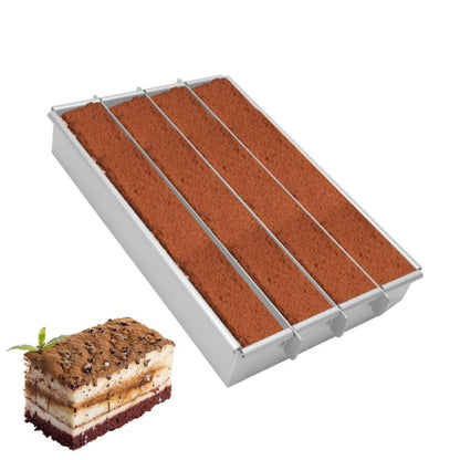 Rechteckige Tiramisu-Form aus Aluminium | 4 Fächer Kuchenrahmen