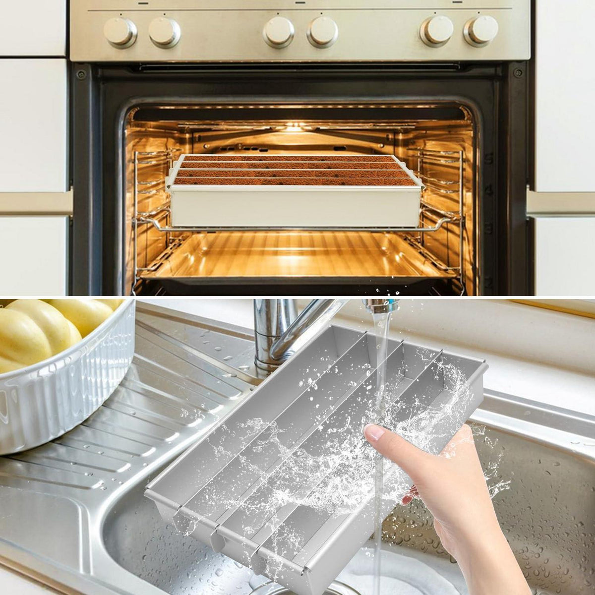 Rechteckige Tiramisu-Form aus Aluminium | 4 Fächer Kuchenrahmen