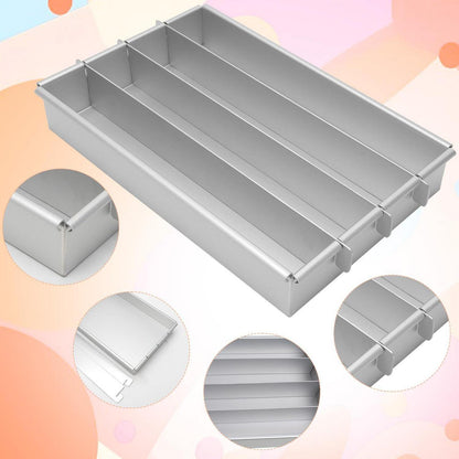 Rechteckige Tiramisu-Form aus Aluminium | 4 Fächer Kuchenrahmen