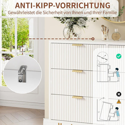 Kommode mit 4 Schubladen | Weiß, Modern & Robust