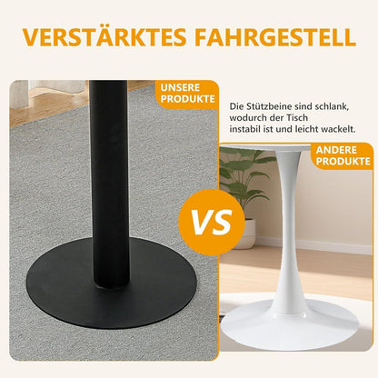 Runder Esstisch 60cm Weiß – Küchentisch mit Marmoroptik