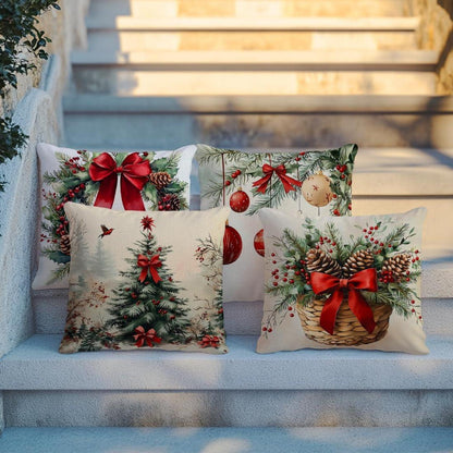 Weihnachtskissenbezüge 4er Set 45x45 cm - Winterdeko