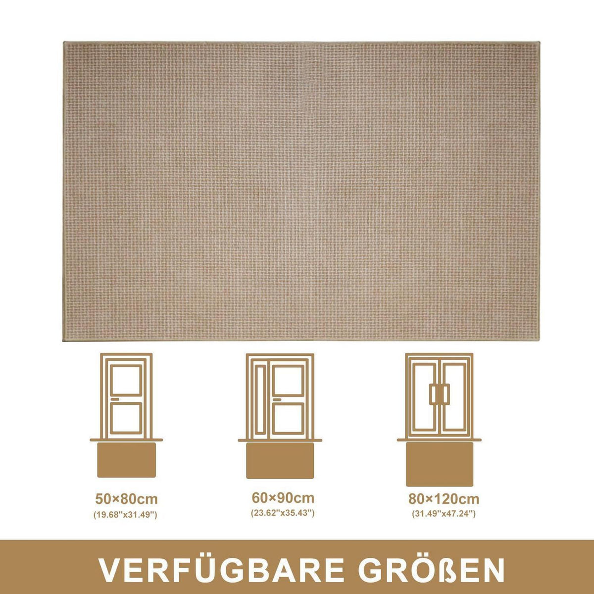 Innen Fußmatte 60x90 cm – Waschbar & Rutschfest in Beige