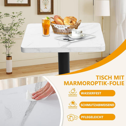 Mingone Esszimmertisch 60x60cm Weiß Marmoroptik