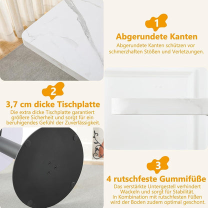 Mingone Esszimmertisch 60x60cm Weiß Marmoroptik